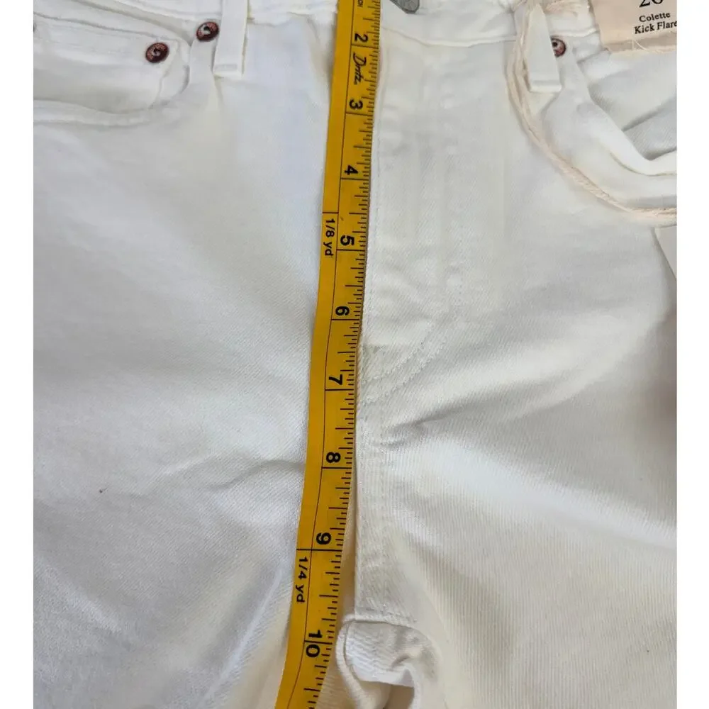 TRAVE Colette Kick Flare Crop Jeans White High Rise Raw Hem 26 NWT USA